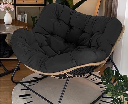 QAQCDAHJI Schaukelstuhl for draußen, Eierstuhl for die Terrasse, Papasan-Stuhl for drinnen, moderner Royal-Stuhl for Schlafzimmer, Wohnzimmer, Veranda, Garten, Grau(Black,Small) von QAQCDAHJI