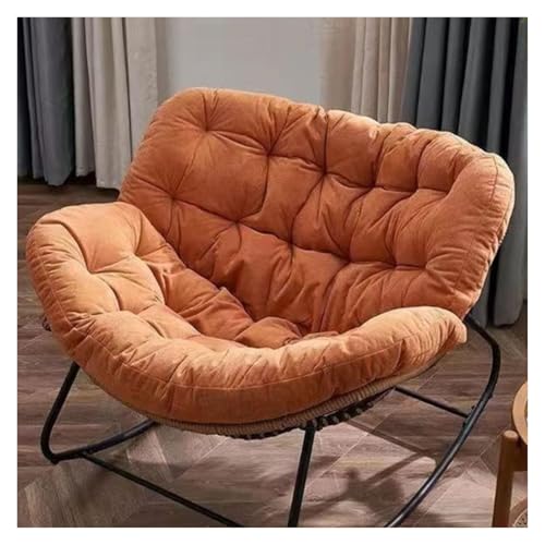 QAQCDAHJI Schaukelstuhl in Eierform mit Polsterung, Loungesessel aus Rattan, bequemer Schaukelstuhl for Wohnzimmer, Garten (Beige)(Orange) von QAQCDAHJI