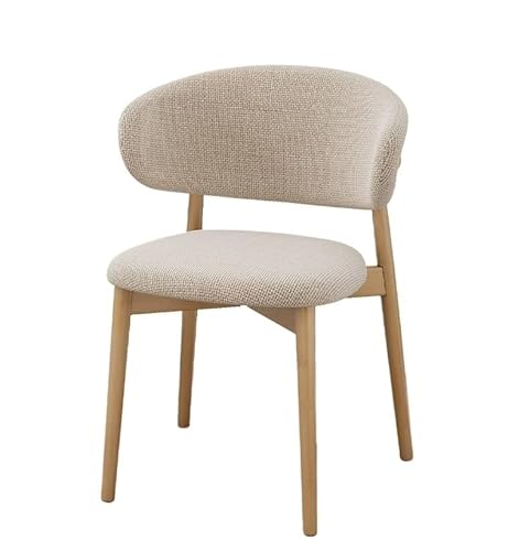 QAQCDAHJI Wooden Dining Chairs Set of 4, Modern Fabric Upholstered Kitchen Side Chairs, Farmhouse Dining Room Chair with Foot Pegs, Beige(Walnut,Set of 6) von QAQCDAHJI