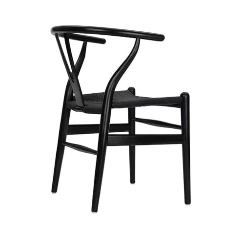 QAQCDAHJI Y-Stuhl (Wishbone Chair), Esszimmerstuhl aus massivem Holz im Mid-Century-Stil mit Armlehne und Hanfsitz (aus Eschenholz – Walnuss) (Eschenholz – Walnuss).(Beech Wood Color,Pack of 2) von QAQCDAHJI