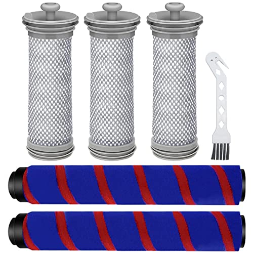 QAQGEAR Ersatz HEPA-Filter & Bürstenrolle für Tineco A10/A11 Hero A10/A11 Master für Tineco Pure ONE S11/S12/X Akku-Staubsauger (3 Staubsaugerfilter 2 Bürstenrollen 1 Reinigungsbürste) von QAQGEAR