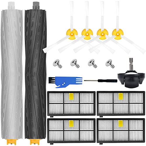 QAQGEAR Ersatzteile Bürstenkit für iRobot Roomba 800 900 Serie 850 860 861 866 870 880 890 960 980 985 Roboter-Staubsauger-Zubehör, mit Hauptbürste, Seitenbürsten, Filtern, Lenkrolle von QAQGEAR