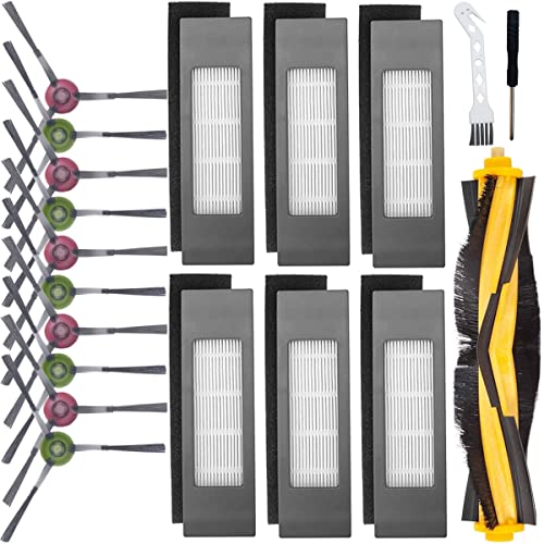 QAQGEAR Ersatzteile Zubehör Set für ECOVACS Deebot OZMO 920 950 T5 T8 T8 AIVI T8 Max N7 N8+ N8 Pro N8 Pro Plus Staubsauger Roboter (10 Seitenbürsten + 6 Filter + 1 Hauptbürste) 17 Stück von QAQGEAR