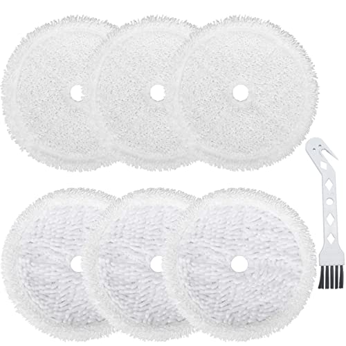 QAQGEAR SpinWave Soft Pads für Bissell 3115 SpinWave Hard Floor Expert Nass- und Trocken Roboter Staubsauger Zubehör Mikrofaser Reinigungs Pads mit Reinigungsbürste (6 Stück) von QAQGEAR