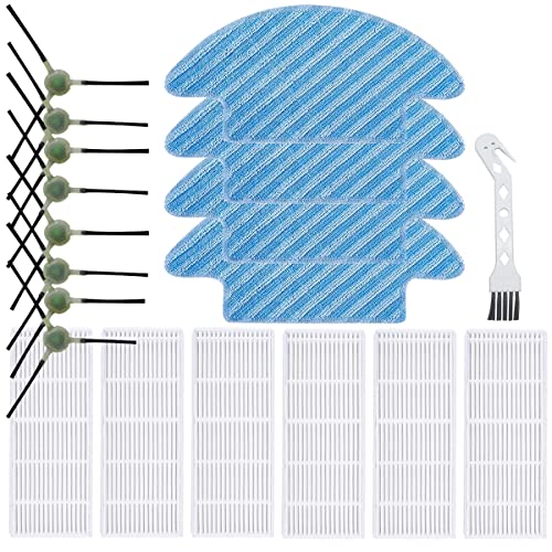 QAQGEAR Zubehör Set für Lefant M210B M210 M210S M213 Roboter-Staubsauger, Ersatz 6 Filter, 8 Seitenbürsten, 4 Wischtücher, 1 Reinigungsbürste (18 Stück) von QAQGEAR