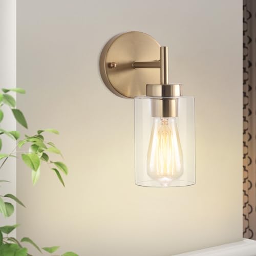 QAREHL Wandleuchte Gold Industrial Badezimmer Wandleuchte Innen Vintage, Retro Wandlampe E27 Wand Lampen Innenbereich für Schlafzimmer Wohnzimmer Flur von QAREHL