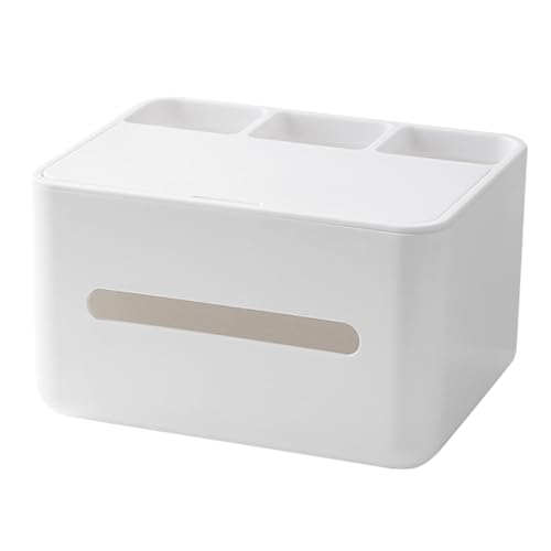 Taschentuchbox-Halter mit Aufbewahrung - Papierbox mit mehreren Fächern für den Schreibtisch,Multifunktionale Haushalts-Taschentuchbox, Fernbedienung, Aufbewahrungsbox, rutschfest, für Zuhause, Qarido von QARIDO