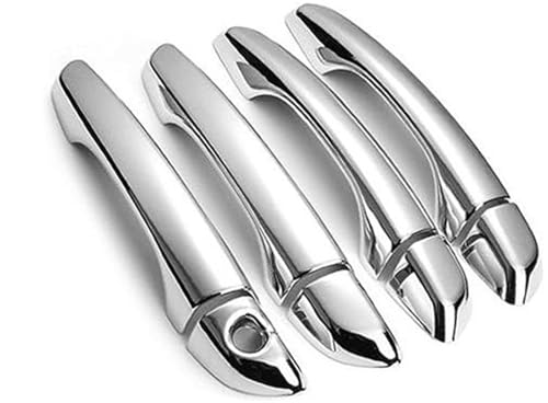 QASULER , for Hyundai, Kona 2017 2018 2019 2020 Kohlefaser-Chrom-Autotürgriffschalenabdeckung Türaußengriffverkleidung(Silver 0 Button) von QASULER
