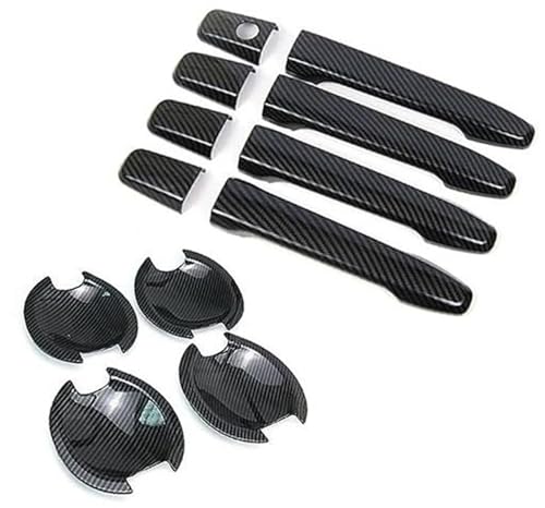QASULER , for Mitsubishi, Outlander Lancer ASX 2008–2020, ABS-Chrom-Kohlenstofffaser-Autotürgriff-Schalenabdeckung Türaußengriffverkleidung(BLACK Handlebowl 0 Button) von QASULER