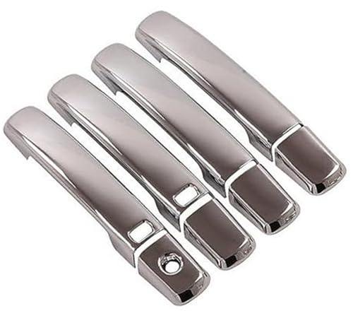 QASULER , for NISSAN, Navara Frontier D40 2005–2013, Kohlefaser-Chrom-Autotürgriffabdeckung Türaußengriffverkleidung(Silver 2 Buttons) von QASULER