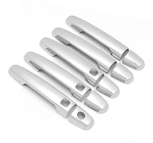 QASULER , for Toyota, for RAV4, for RAV 4 2006 2007 2008 2009 2010 2011 2012 2013 Kohlefaser-Chrom-Autotürgriffabdeckungen Türaußengriffverkleidung(Silver 3 Buttons) von QASULER