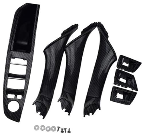 QASULER Auto 7PCS Innentürgriff Innenverkleidung Pull Trim Cover Armlehne for 5er F10 F11 520 525 Linkslenker 51417225873 Türaußengriffverkleidung(Carbon Fiber Pattern) von QASULER