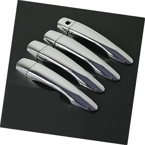 QASULER Carbonfaser-Chrom-Türgriffabdeckung, for NISSAN, Sentra 2014 2015 2016 2017 2018 2019 Fangkappen-Zierleisten-Zubehör Türaußengriffverkleidung(Silver No Button) von QASULER