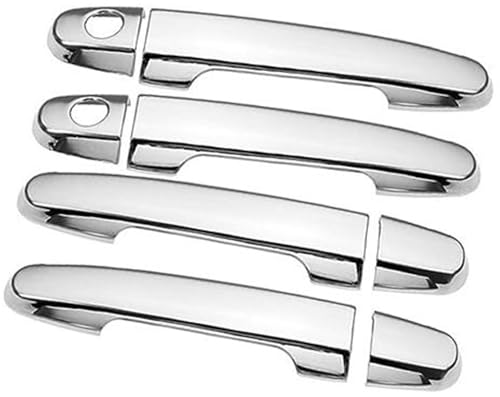 QASULER Chrom-Carbon-Faser-Autotürgriff-Abdeckungs-Schalenverkleidung, for Toyota, Probox 2002–2016 Succeed Türaußengriffverkleidung(Silver 2 Keyhole) von QASULER