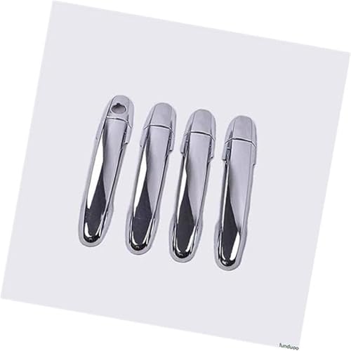 QASULER Chrom-Carbon-Faser-Autotürgriff-Abdeckungsschale, for Toyota, Hilux VIGO 2005–2014 Türaußengriffverkleidung(Silver 1 Keyhole) von QASULER