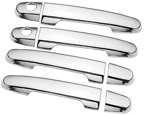 QASULER Chrom-Carbon-Faser-Autotürgriff-Abdeckungsschale, for Toyota, VIOS 2002–2017 XP40 XP90 XP150 Belta Türaußengriffverkleidung(Silver 2 Keyhole) von QASULER