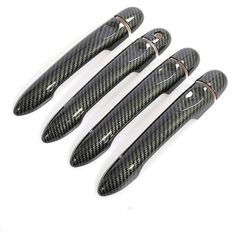 QASULER For, for Smart, Four 2014 2015 2016 2017 2018 2019 Glänzend schwarze Kohlefaser Autotürgriffabdeckung Styling-Zubehör Türaußengriffverkleidung(BLACK Carbon Fiber) von QASULER