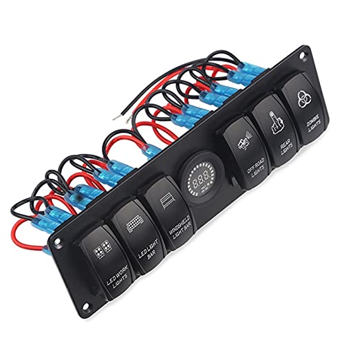 QASULER For 6 Gang 12v 24v Wippschalter Auto Marine Boot Leistungsschalter Voltmeter Licht Panel Schaltung Marine-Schalter QASULER For 6 Gang 12v 24v Wippschalter Auto Marine Boot Leistungsschalter Voltmeter Licht Panel Schaltung Marine-Schalter von QASULER