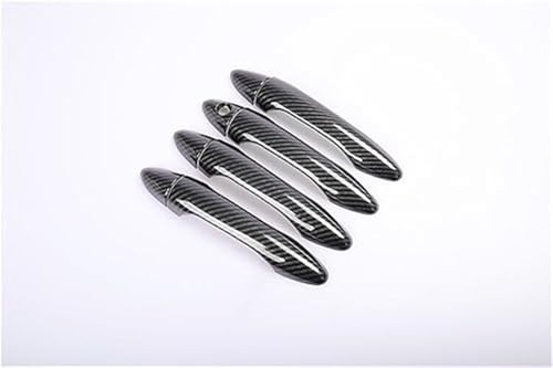 QASULER For Kia, Forte 2013 2014 2015 2016 2017, Kohlefaser-Chrom-Autotürgriffabdeckung, Zieraufkleber, Styling-Zubehör Türaußengriffverkleidung(BLACK Carbon 0 Button) von QASULER