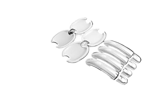 QASULER For MK5, for Golf, for Plus, for Golf, for GTI 2006-2010 Carbon Fiber Chrom Auto Türgriff Abdeckung Cup Bowl Trim Styling Zubehör Türaußengriffverkleidung(BLACK Silver Handle Bowl) von QASULER