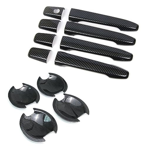 QASULER For Mitsubishi, Outlander Lancer ASX 2008-2020 ABS Chrom Kohlefaser Autotürgriff Schüsselabdeckung Aufkleber Styling Zubehör Türaußengriffverkleidung(BLACK Handlebowl 0 Button) von QASULER