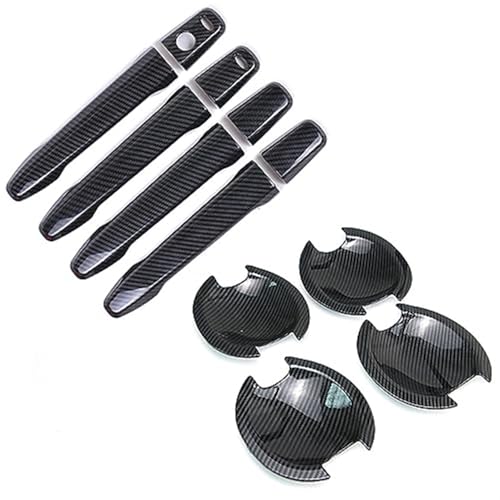 QASULER For Mitsubishi, Outlander Lancer ASX 2008-2020 ABS Chrom Kohlefaser Autotürgriff Schüsselabdeckung Aufkleber Styling Zubehör Türaußengriffverkleidung(BLACK Handlebowl 2buttons) von QASULER