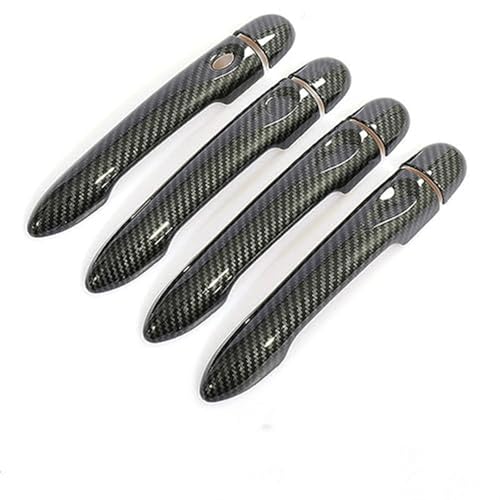 QASULER For Renault, Scenic III Grand Scenic/Scenic XMOD 2010-2016, Kohlefaser-Autotürgriffverkleidung, Styling-Zubehör Türaußengriffverkleidung(BLACK 4dr No Key 1 Button) von QASULER