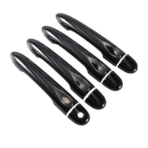 QASULER Glänzend schwarzes Autotürgriff-Abdeckungs-Styling-Zubehör, for Renault, Megane 3 MK3 III 2008 2009 2010 2011 2012 2013 2014 2016 Türaußengriffverkleidung(BLACK 4dr 1 Key 1 Button) von QASULER