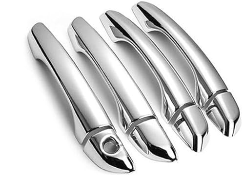 QASULER Kohlefaser-Chrom-Aufkleber for Autotürgriffabdeckung, for Citroen, Berlingo III 2018 2019 2020 2021 2022 Türaußengriffverkleidung(Silver No Sensors) von QASULER