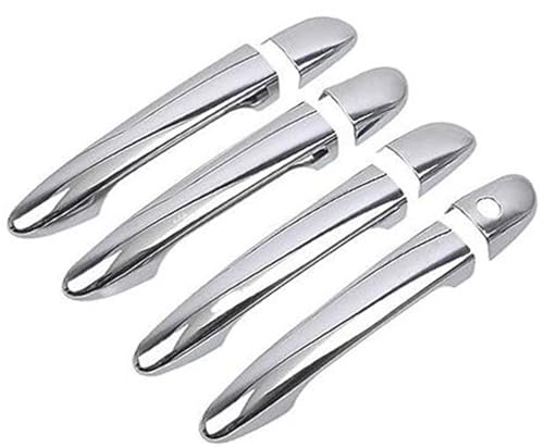 QASULER Kohlefaser-Chrom-Autotürgriff-Abdeckungsverkleidung, for Mazda, 2 2008–2019, for Mazda, 3 2010–2019, for Mazda, 6 2009–2019 Türaußengriffverkleidung(Silver No Button) von QASULER