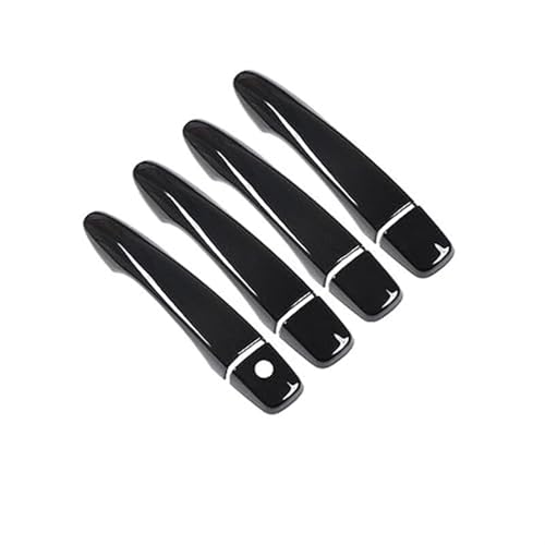 QASULER Schwarz glänzende Aufkleber for Autotürgriffabdeckungen, for Nissan, März, for Micra, 2017 2018 2019 2020, Styling-Zubehör Türaußengriffverkleidung(BLACK Silver 0 Button) von QASULER