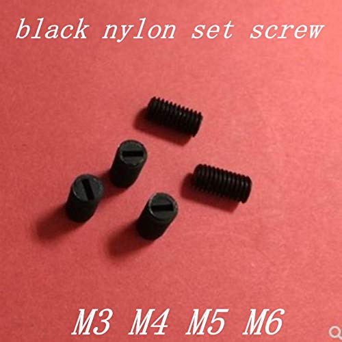 Madenschrauben, Nylon, M3, M4, M5, M6, Schwarz, 100 Stück von QASWDE