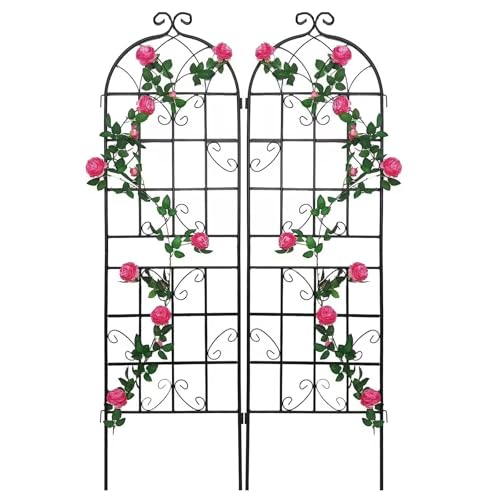 2er-Set Pflanzenklettergerüste aus Eisen, Blumenständer für den Außenbereich, Gartenzaun, rostfrei, mit Schrauben zur Befestigung(100 * 180cm) von QATGQBCF