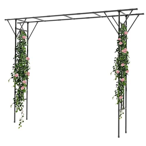 Gartenpflanzen-Klettergerüst, Terrassenbogen-Blumenständer, vertikale Weinrebe für den Außenbereich, hohe Tragfähigkeit, stabile Struktur von QATGQBCF