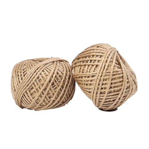 QAUUCP Hanfseil 2 Stücke DIY Handgemachte Jute Seil Schnur Natürliche Hanfschnur Kindergarten Home Hochzeit Party Dekoration Geschenk Wrap Leinenband(1mm 100 Meters) von QAUUCP