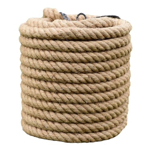 QAUUCP Hanfseil Natürliches Juteseil, Dickes Seil for Umwickeln von Gartenarbeiten, Heimdekoration, Außentreppe, dekorierter Zaun, Bindfaden, Basteln(Thickness 18mm) von QAUUCP