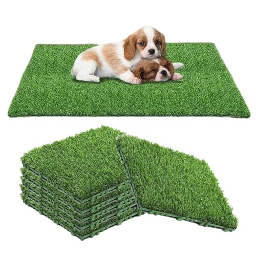QAUUCP Ineinandergreifende Grasfliesen 10 Pcs 12 Inchx12 Zoll Platz Künstliche Gras Matte Ineinander greifen Gefälschte Deck Rasen Fliesen von QAUUCP