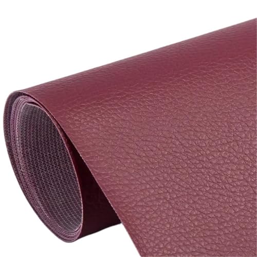 QAUUCP Leder Patch Selbstklebend Max 250x137cm Selbstklebendes Leder for Sofa-Reparaturflicken, Couches, Tische, Stühle, Aufkleber, 1 Rolle, Fix Mend, PU-Kunstlederhaut(Dark red,100x137cm) von QAUUCP