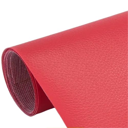 QAUUCP Leder Patch Selbstklebend Max 250x137cm Selbstklebendes Leder for Sofa-Reparaturflicken, Couches, Tische, Stühle, Aufkleber, 1 Rolle, Fix Mend, PU-Kunstlederhaut(Red,200x137cm) von QAUUCP