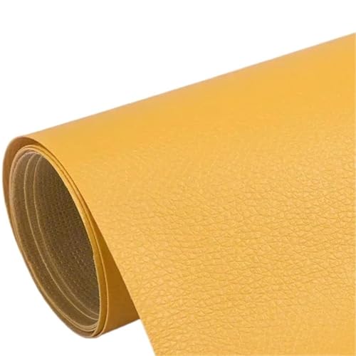 QAUUCP Leder Patch Selbstklebend Max 250x137cm Selbstklebendes Leder for Sofa-Reparaturflicken, Couches, Tische, Stühle, Aufkleber, 1 Rolle, Fix Mend, PU-Kunstlederhaut(Yellow,200x137cm) von QAUUCP