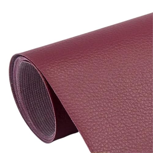 QAUUCP Leder Patch Selbstklebend Selbstklebende Lederreparaturflicken for Sofa, Stuhl, Bett, Autositze, Tasche, Schuhe, Fix Mend, PU-Kunstleder-Aufkleber(Dark red,50x137cm) von QAUUCP