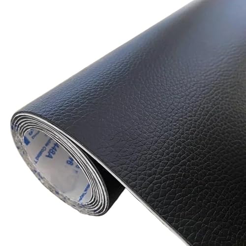 QAUUCP Leder Patch Selbstklebend Selbstklebendes Leder-Reparatur-Patch, Fix-Aufkleber for PU-Leder, for Sofa, Autositz, Tisch, Stuhl, Tasche, Schuhe, stark klebendes Lederband(Black,20x150cm) von QAUUCP