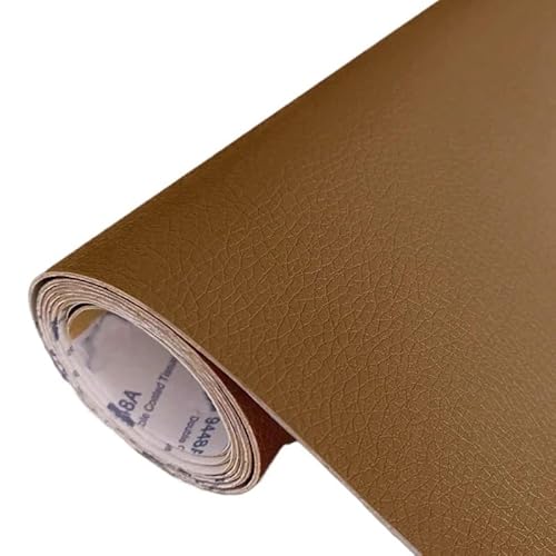 QAUUCP Leder Patch Selbstklebend Selbstklebendes Leder-Reparatur-Patch, Fix-Aufkleber for PU-Leder, for Sofa, Autositz, Tisch, Stuhl, Tasche, Schuhe, stark klebendes Lederband(Light Brown,20x28cm) von QAUUCP