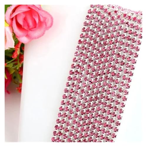 QAUUCP Strassband Glaskristall-Strasskette unten for Aufnähen auf Tassenketten for DIY-Kleidersäcke-Dekorationen(Pink,2.8mm) von QAUUCP
