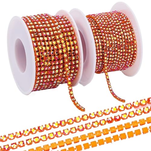 QAUUCP Strassband Kristall-Strasskette for Aufnähen, Glas-Strasssteine ​​für Handarbeiten, dekorative Tassen-Strasssteine(Color 1,SS6-10Yards) von QAUUCP