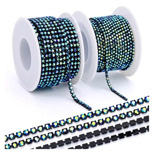 QAUUCP Strassband Kristall-Strasskette for Aufnähen, Glas-Strasssteine ​​für Handarbeiten, dekorative Tassen-Strasssteine(Color 3,SS12-2Yards) von QAUUCP