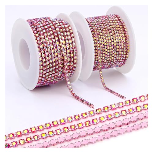 QAUUCP Strassband Kristall-Strasskette for Aufnähen, Glas-Strasssteine ​​für Handarbeiten, dekorative Tassen-Strasssteine(Color 4,SS12-2Yards) von QAUUCP
