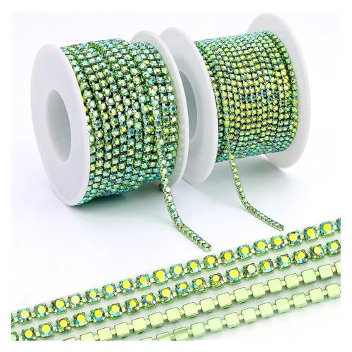QAUUCP Strassband Kristall-Strasskette for Aufnähen, Glas-Strasssteine ​​für Handarbeiten, dekorative Tassen-Strasssteine(Color 5,SS6-2Yards) von QAUUCP