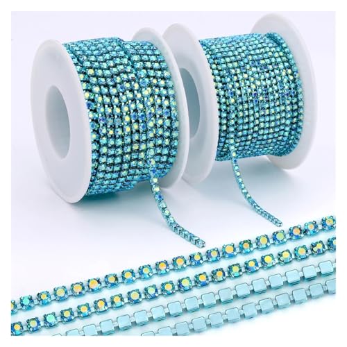 QAUUCP Strassband Kristall-Strasskette for Aufnähen, Glas-Strasssteine ​​für Handarbeiten, dekorative Tassen-Strasssteine(Color 6,SS12-10Yards) von QAUUCP