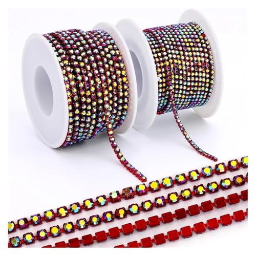 QAUUCP Strassband Kristall-Strasskette for Aufnähen, Glas-Strasssteine ​​für Handarbeiten, dekorative Tassen-Strasssteine(Color 9,SS12-10Yards) von QAUUCP